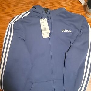 Adidas 3S light blue fleece hoodie jacket XL tall